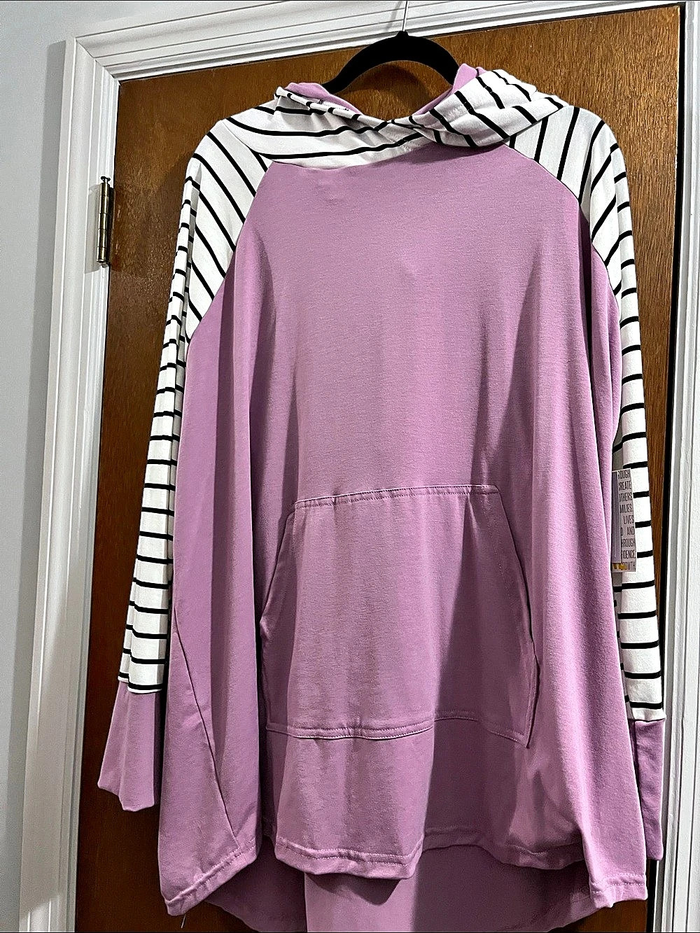 LuLaRoe Amber Striped Hoodie in Purple & White Size 3XL NWT